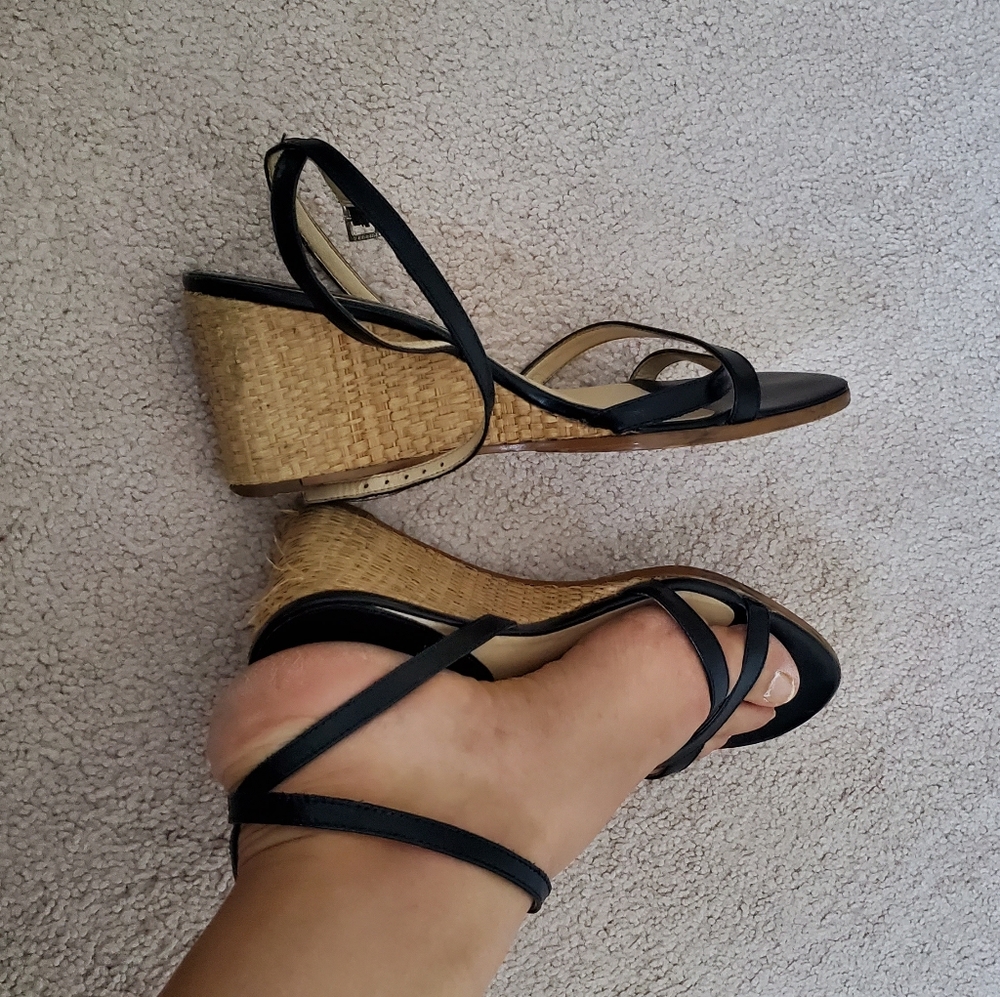 AT Loft rattan low wedge sandals